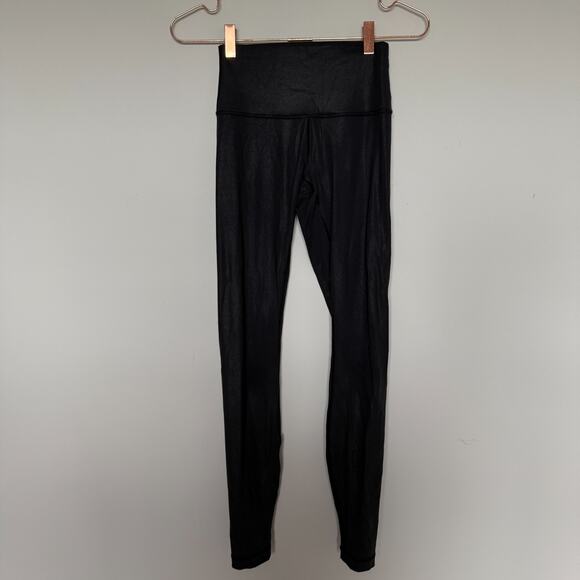 Lululemon Leggings Womens 2 Black Shine Align Workout Athleisure Yoga Pilates - Picture 1 of 5